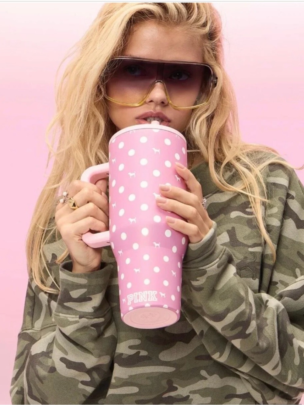 Hydrojug X Victoria's Secret VS PINK DOT DOG 40oz Traveler Tumbler NEW IN BOX